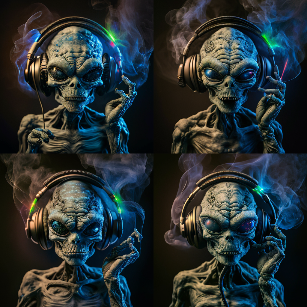 Smoking alien black - set of 4